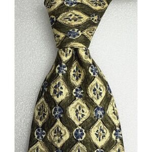 Geoffrey Beene‎ Men's 100% Silk Necktie Designer Geometric Yellow/Green/Blue EUC